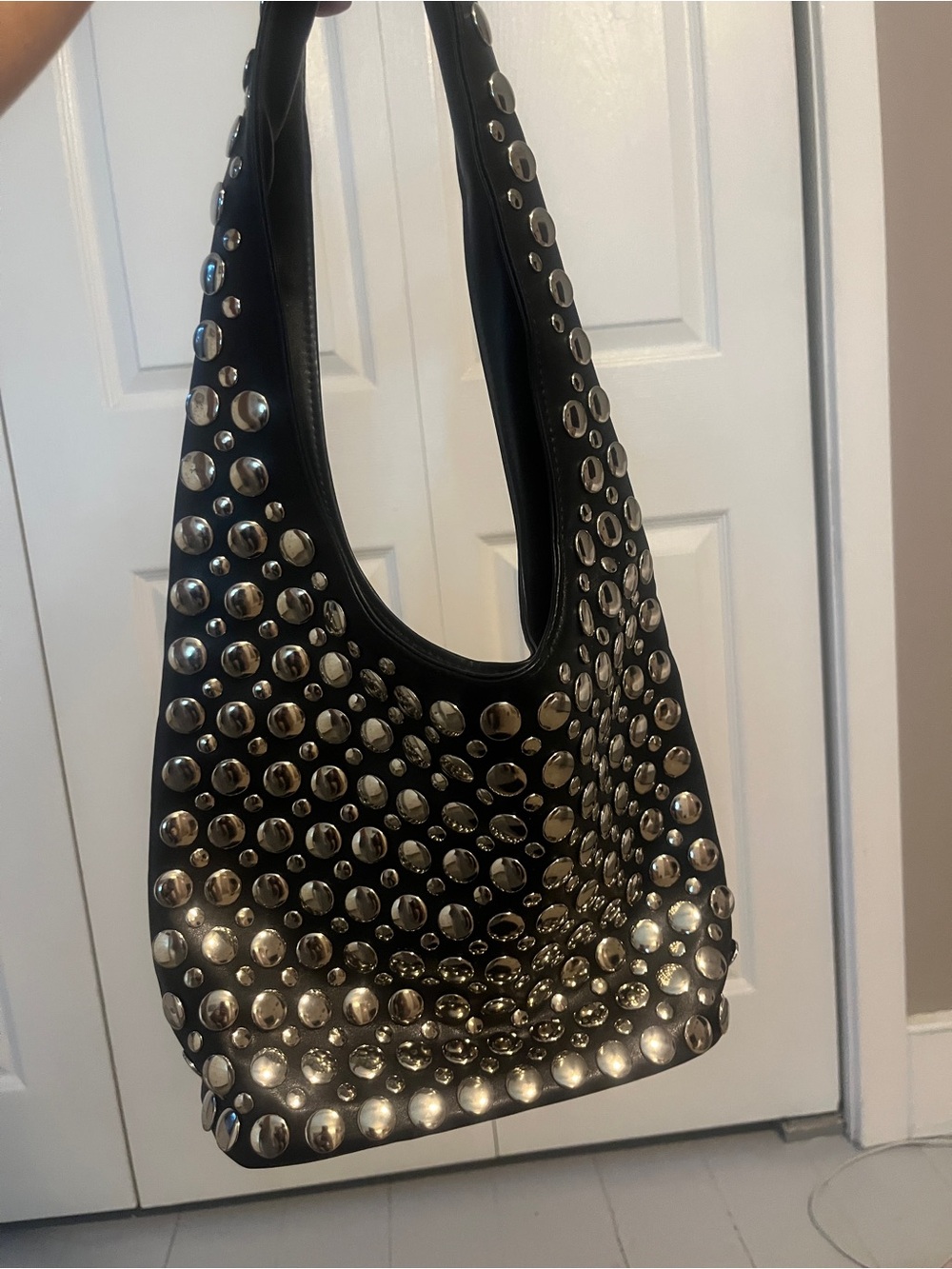 Dolls Kill Black Studded Shoulder Hobo Bag